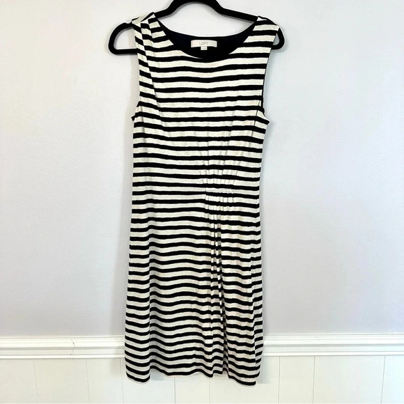 Ann Taylor Loft Women’s Sleeveless Black & Off White Stripe Dress Size M GUC - Picture 2 of 8